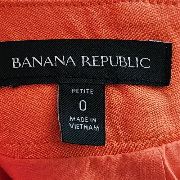 Banana Republic Orange 100% Linen Pleated Front Belted Shorts - Picture 4 of 5